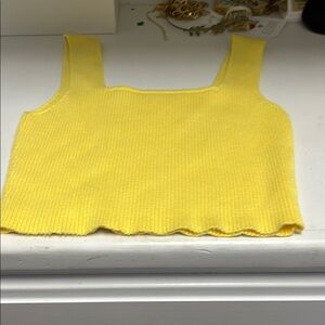 Yellow Ribbed Knit Tank Top